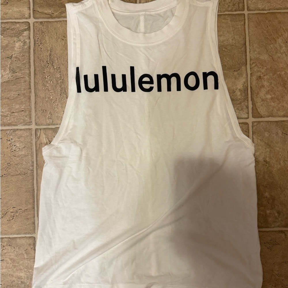 lululemon athletica Women's White Logo Muscle Tank
